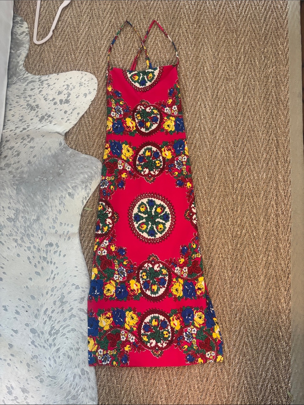 Cara Cara Hot Pink Floral-Accent Maxi Dress
